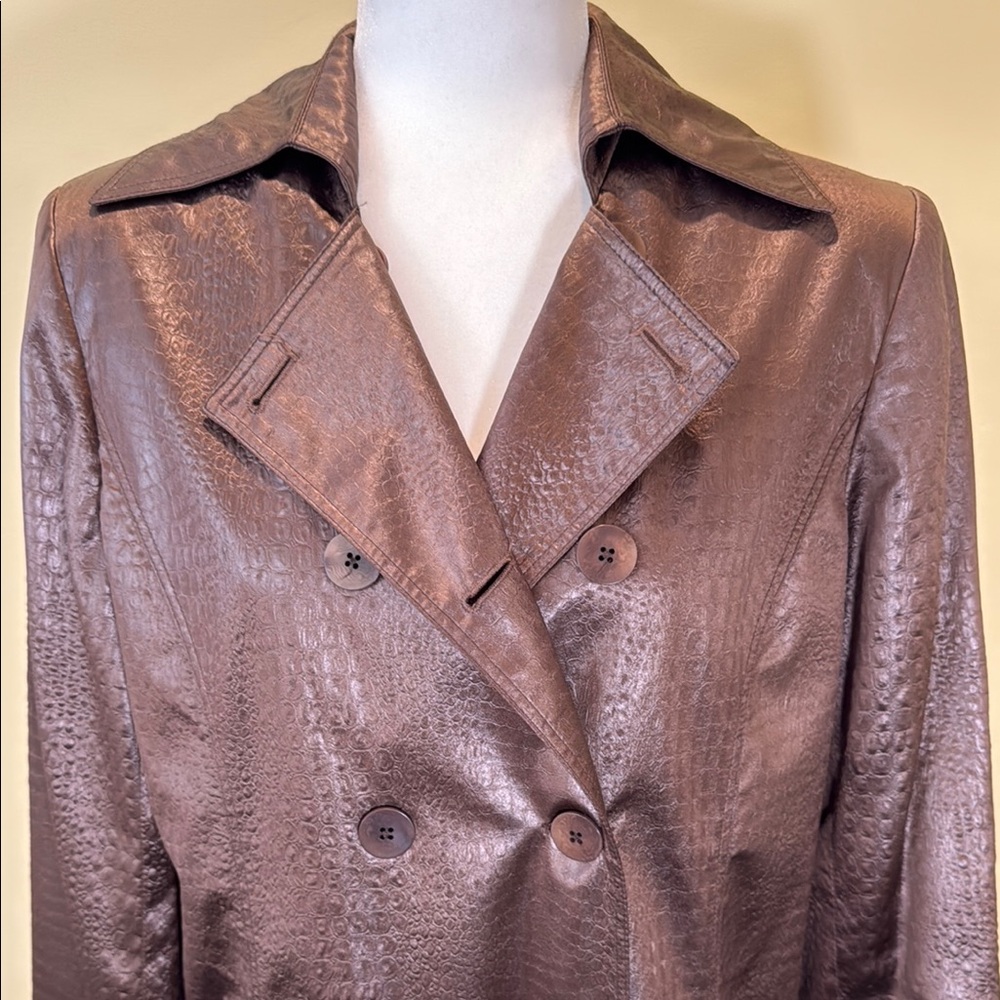 Juliana Collezione Elegant Brown Double-Breasted Women's Coat Size M